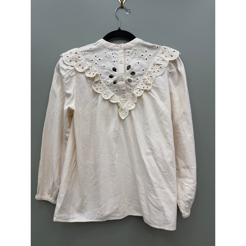 Madewell Ivory Eyelet Ruffle Blouse XS Victorian Prairie Cottagecore - Picture 6 of 8